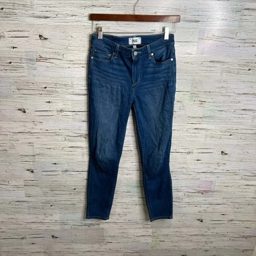 PAIGE Hoxton crop Tristan high rise stretchy skinny jeans blue denim size 25